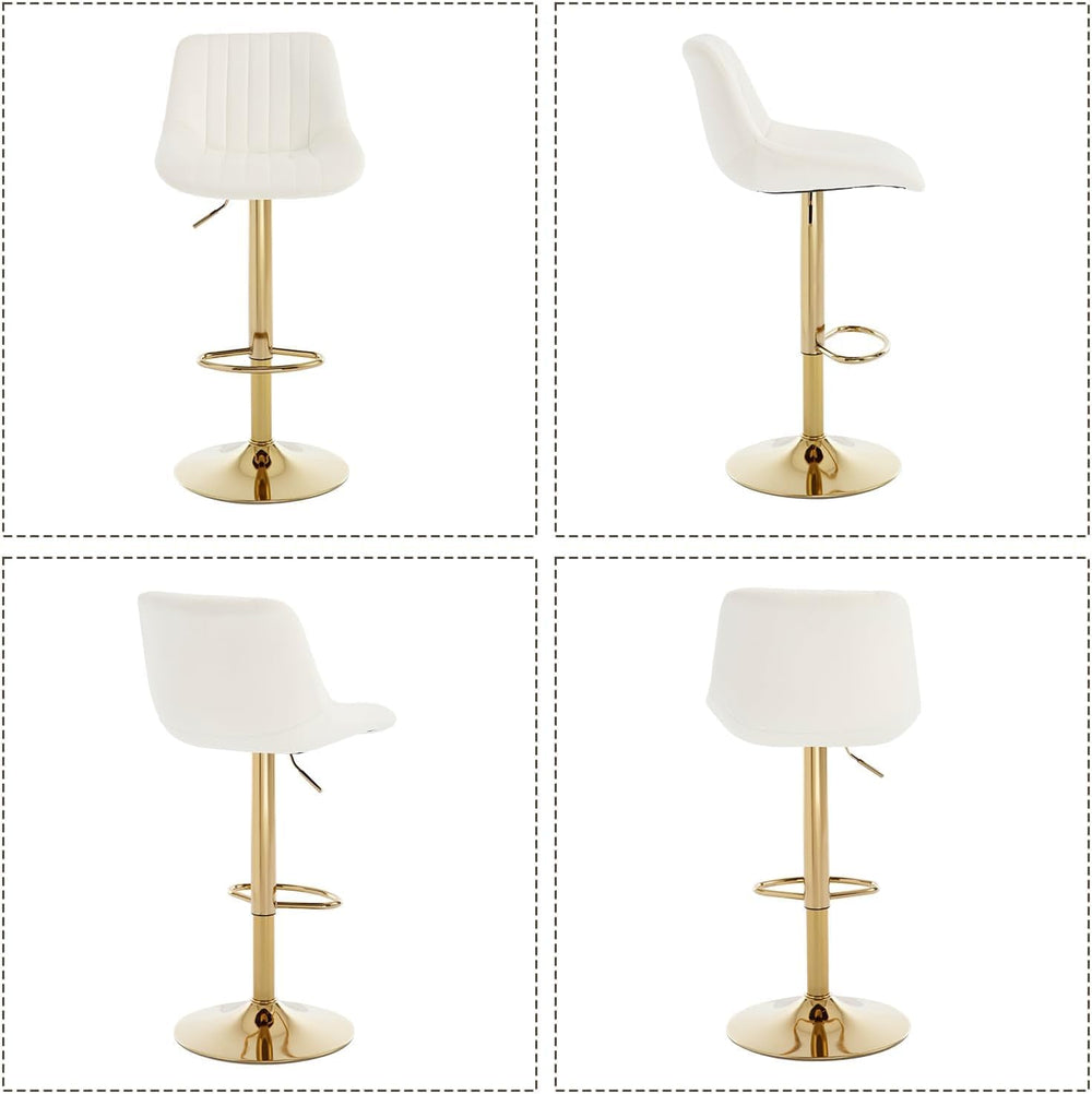 Barstools Set of 3, Golden-Cream, Adjustable Swivel Bar Stools | With Back, A...