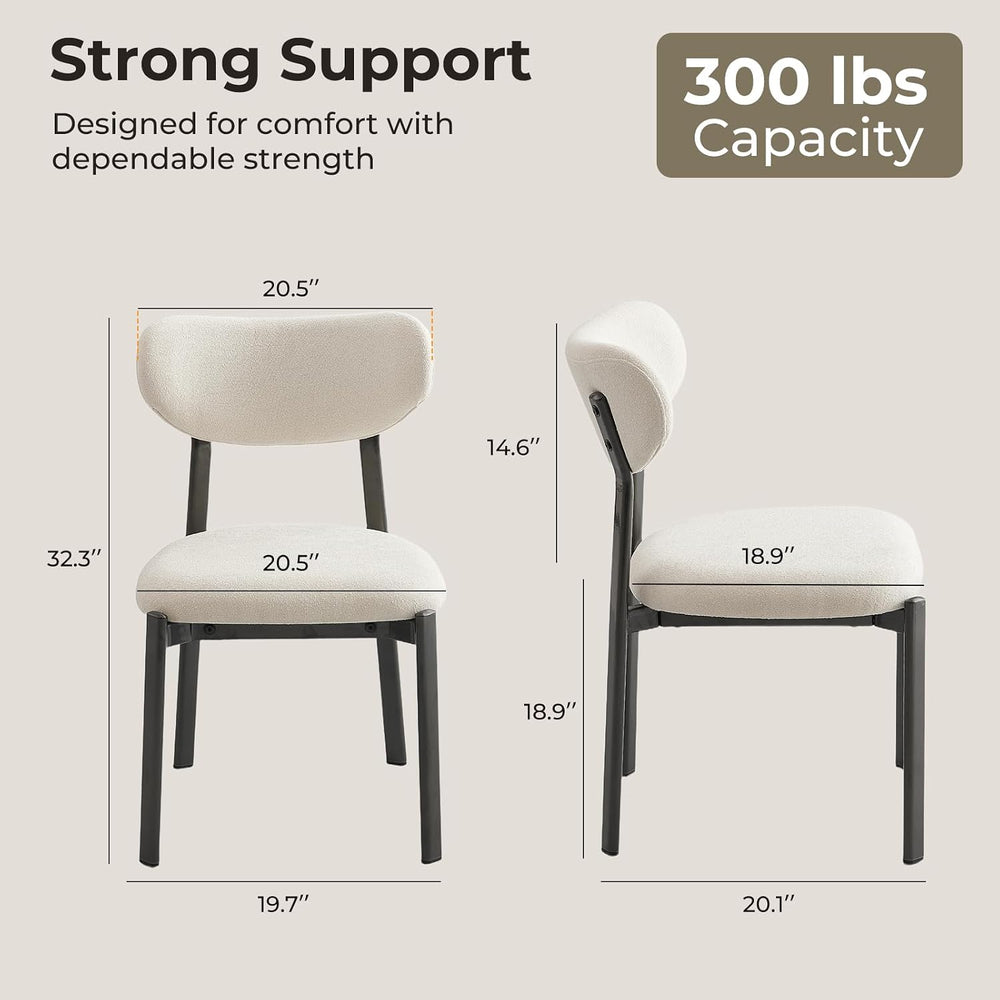 Dining Chairs Set of 2, Modern Upholstered Fabric Kitchen Chairs | Textured F...