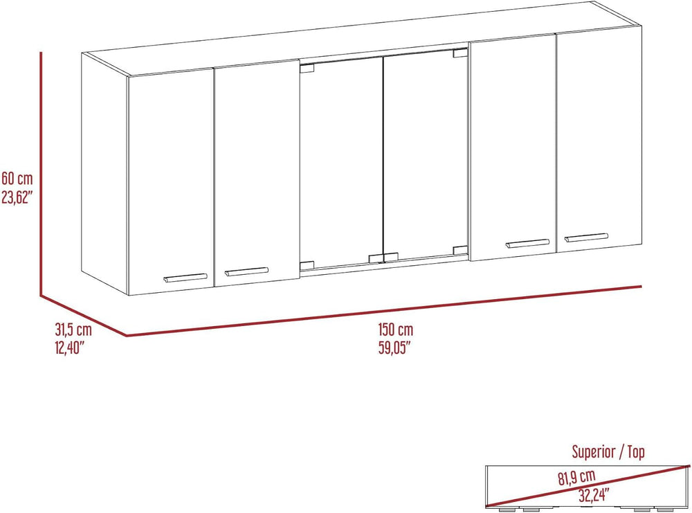 2 Piece Kitchen Set with Island Cart and Wall Cabinet | Includes pre-drilled ...
