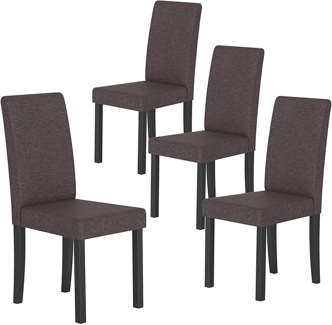 COSTWAY Fabric Armless Dining Chairs Set of 4, Upholstered Kitchen Side Chair...