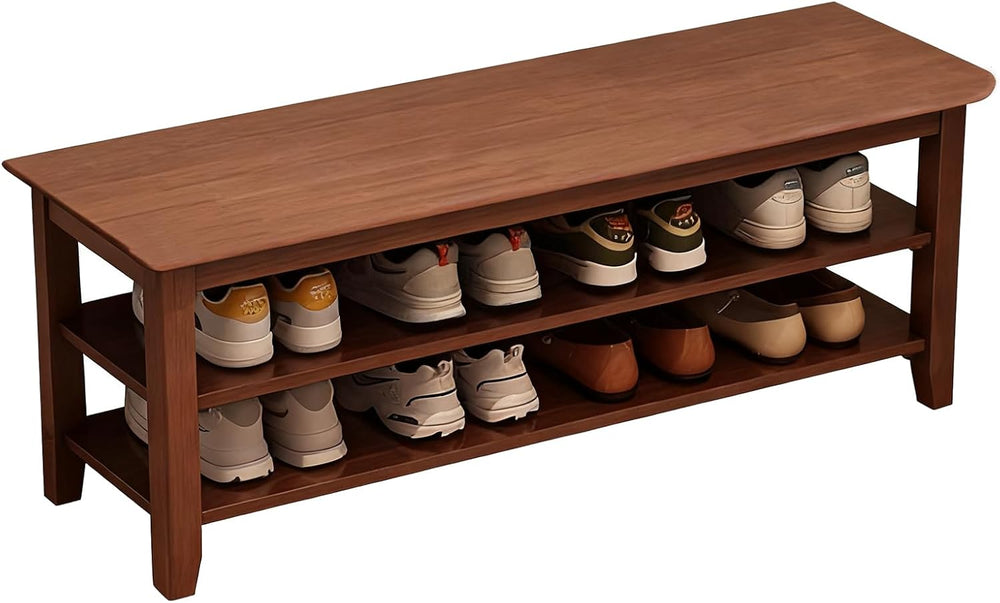 SOBIBO Shoe Rack Bench for Front Door Entrance, Solid Wood Shoe Bench for Clo...