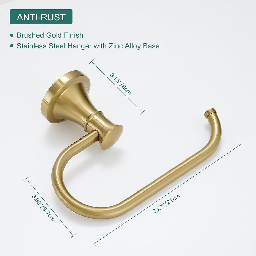 Hoimpro Toilet Paper Holder Towel Ring Set, Wall Mount Brushed Gold
