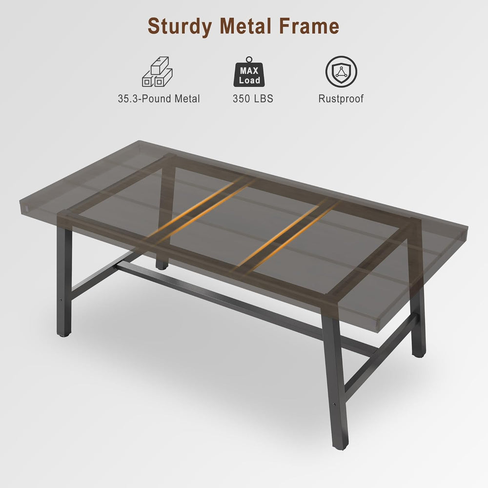 IDEALHOUSE Industrial Dining Table for 6-8 People, 70.87" Large Wooden K...
