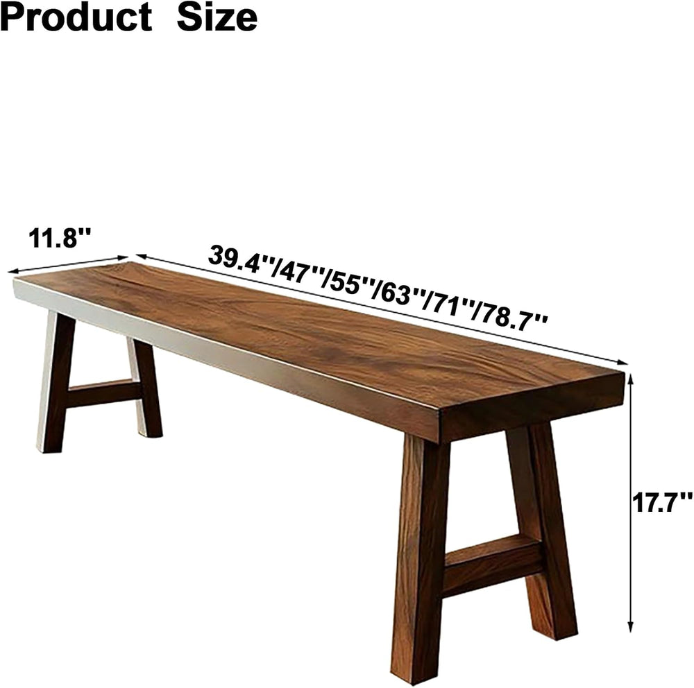 Solid Wood Bench, Rustic Farmhouse Entryway Bench, Bed Bench with Angled Legs...