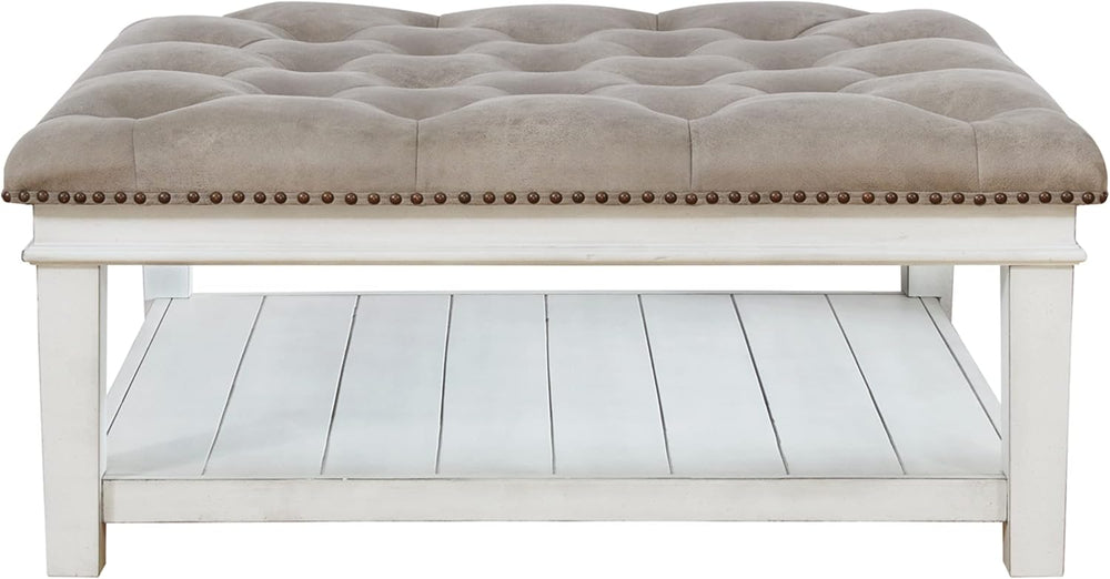 Signature Design by Ashley Kanwyn French Country Upholstered Square Ottoman C...