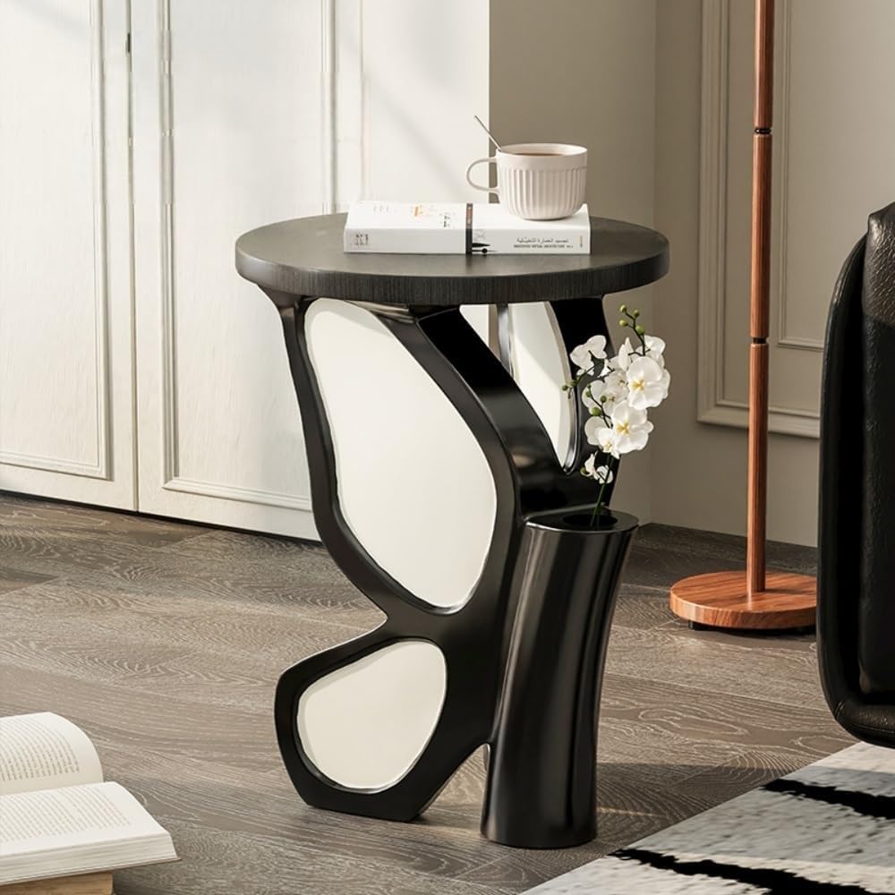 Butterflies Accent Side Table Vintage Round Tray Top End Table Artistic Sculp...