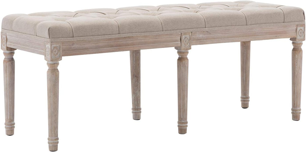Kmax 45.3" Upholstered Dining Room Bench, Rustic Living Room Ottoman Ben...