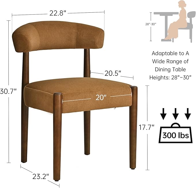 VKNOW Wooden Dining Chairs Set of 2, Modern Upholstered Dining Room Chairs wi...