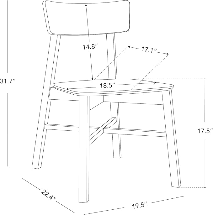 CHITA Soild Wood Dining Chairs Set of 2, Mid Century Modern Oak Wood Kitchen ...