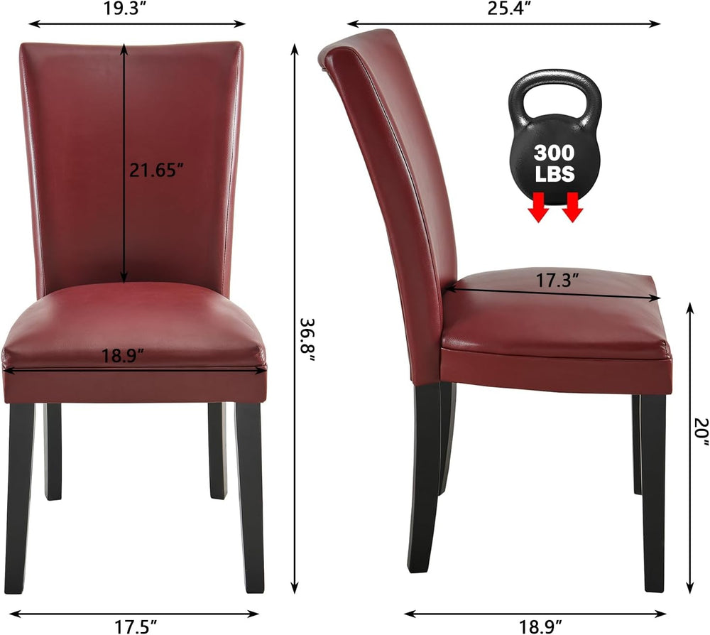 Set of 2 Retro Dining Chairs, Upholstered Parsons Chairs with Wooden Legs &am...