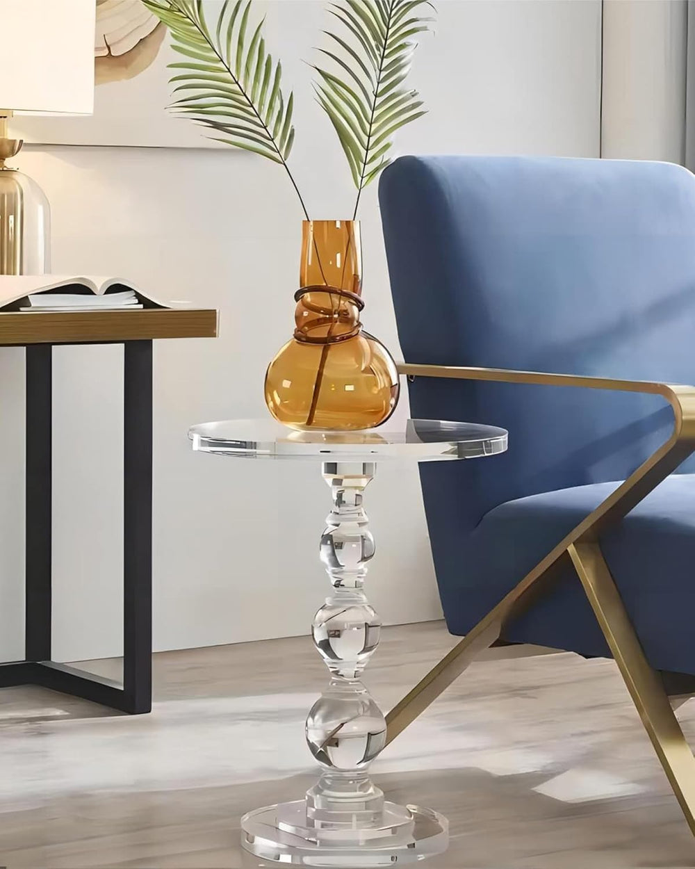 Acrylic End Table Set of 2, 16" x16" x 23" Modern Pedestal Acr...