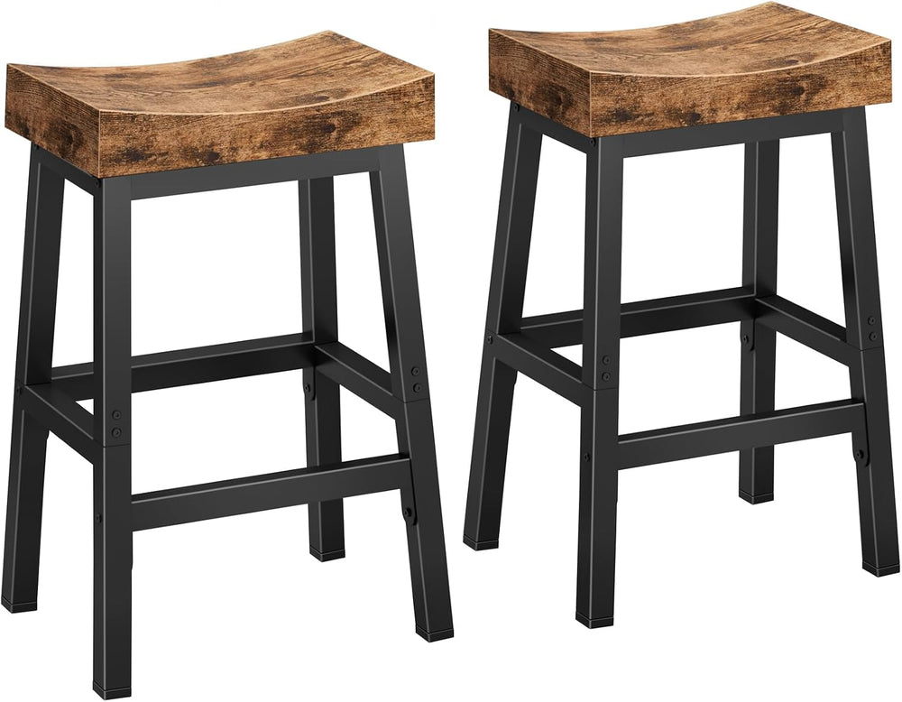 WINAZ Rustic Bar Stools, 24 Inch Barstools Set of 2, Counter Height Stool wit...