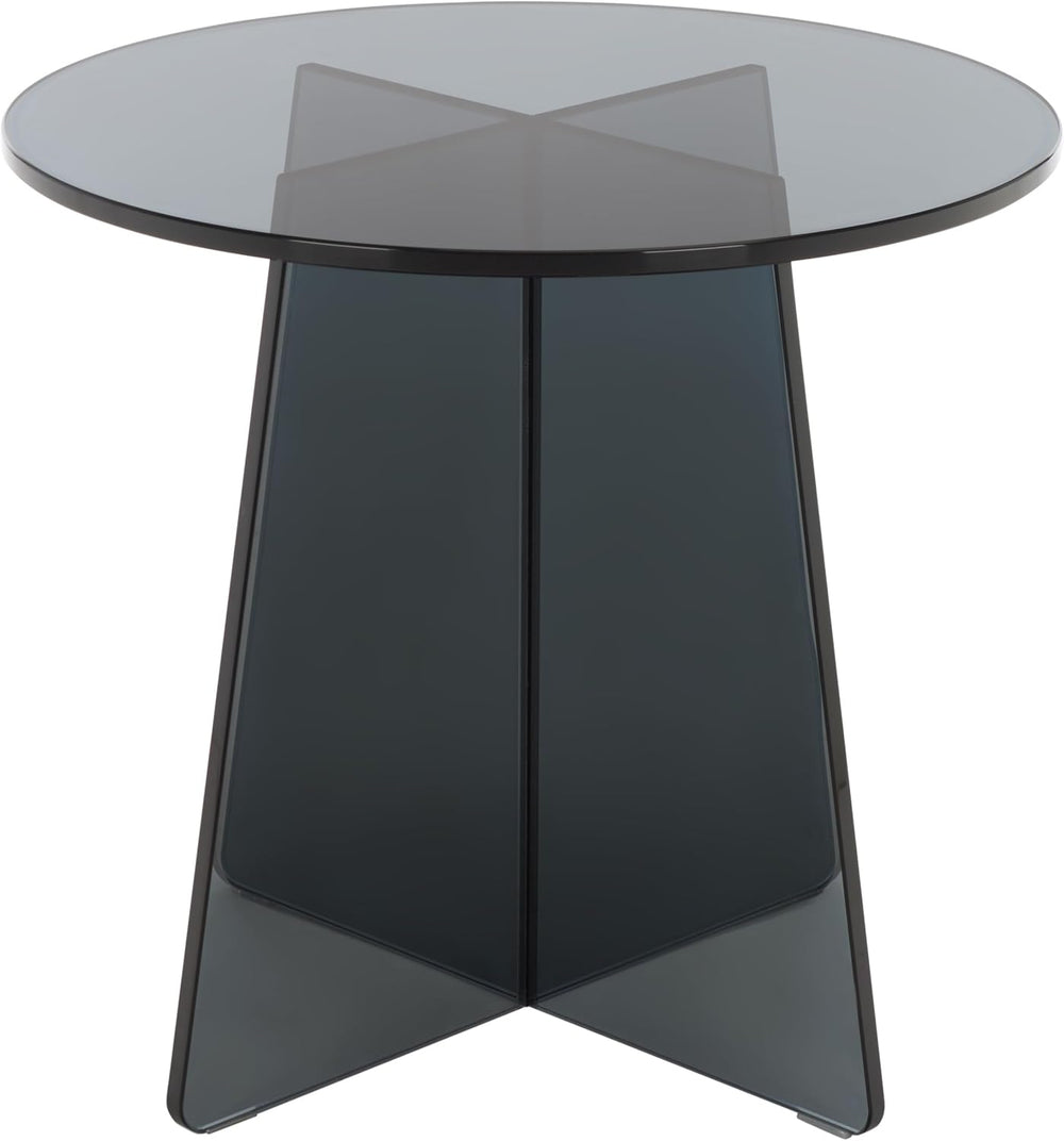 SAFAVIEH Furniture - Latika Tinted Accent Table - Grey Tinted Glass - Fully A...
