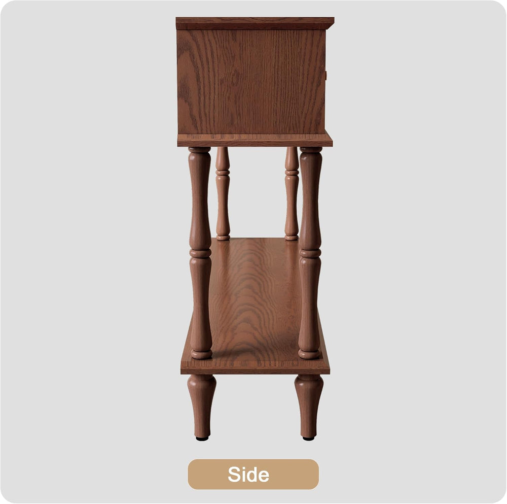 ARTPOWER 47" Mid-Century Console Table, 2 Drawers and Open Shelf, Brown ...