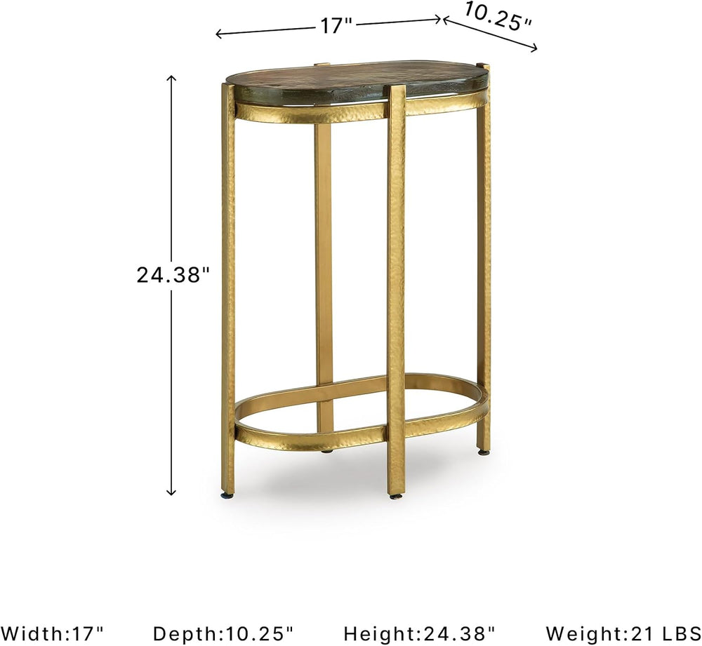 Signature Design by Ashley Porterville Modern Accent Table with Cast Glass To...