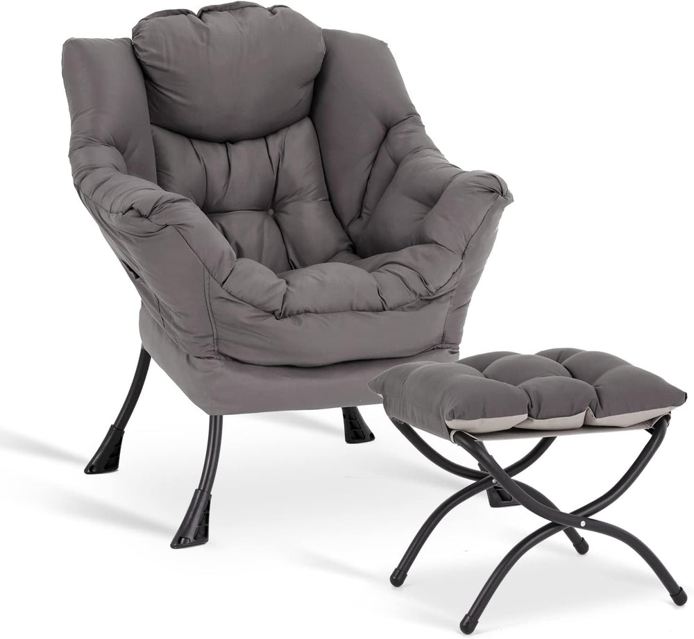 LITA Lazy Chair with Ottoman, Modern Accent Leisure Upholstered Lazy Sofa Arm...