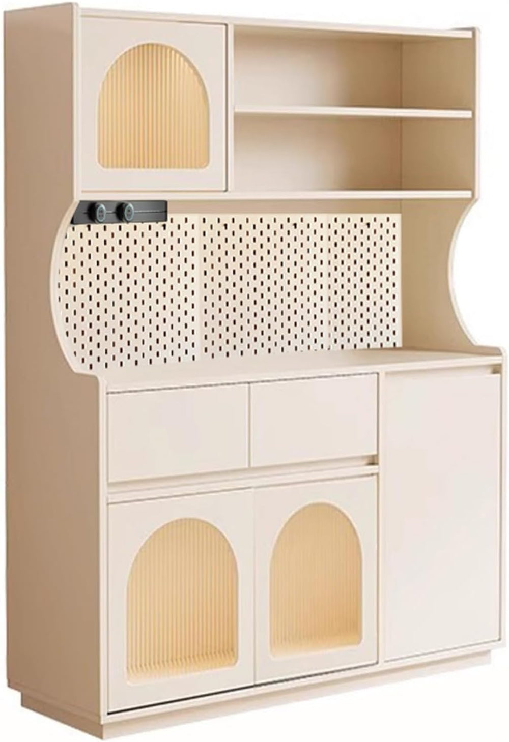 Kitchen Pantry Cabinet with Storage Drawers, Tall Food Pantry Funiture, Sideb...