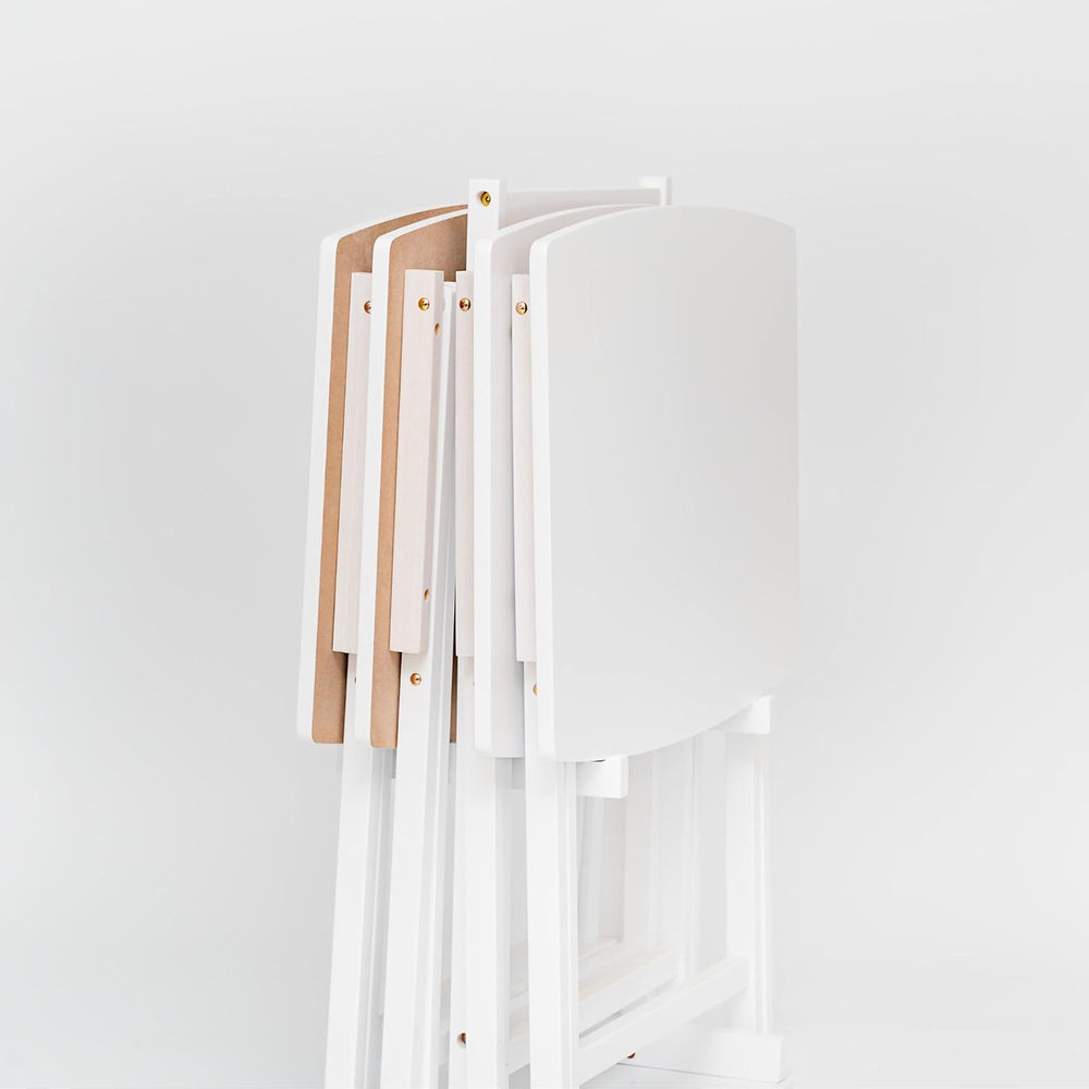PJ Wood - 5 Pack XL TV Tray Tables - White Wood Set | Large Size, Rectangular...