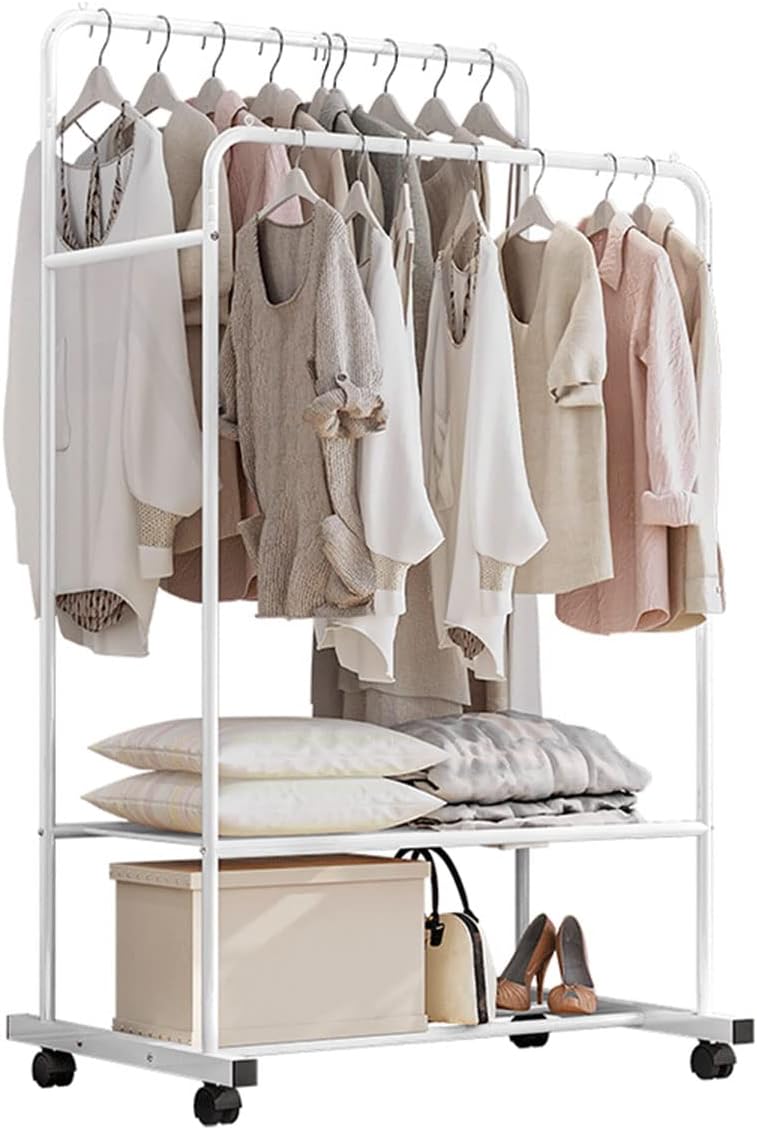 Clothing Garment Rack with Shelves, Upgraded Length Cloth Hanger Rack Stand o...