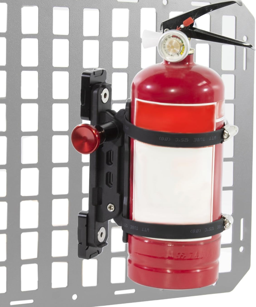 Molle Panel Fire Extinguisher Mount with Aluminum Base Fit 1-2IN Slot Holes