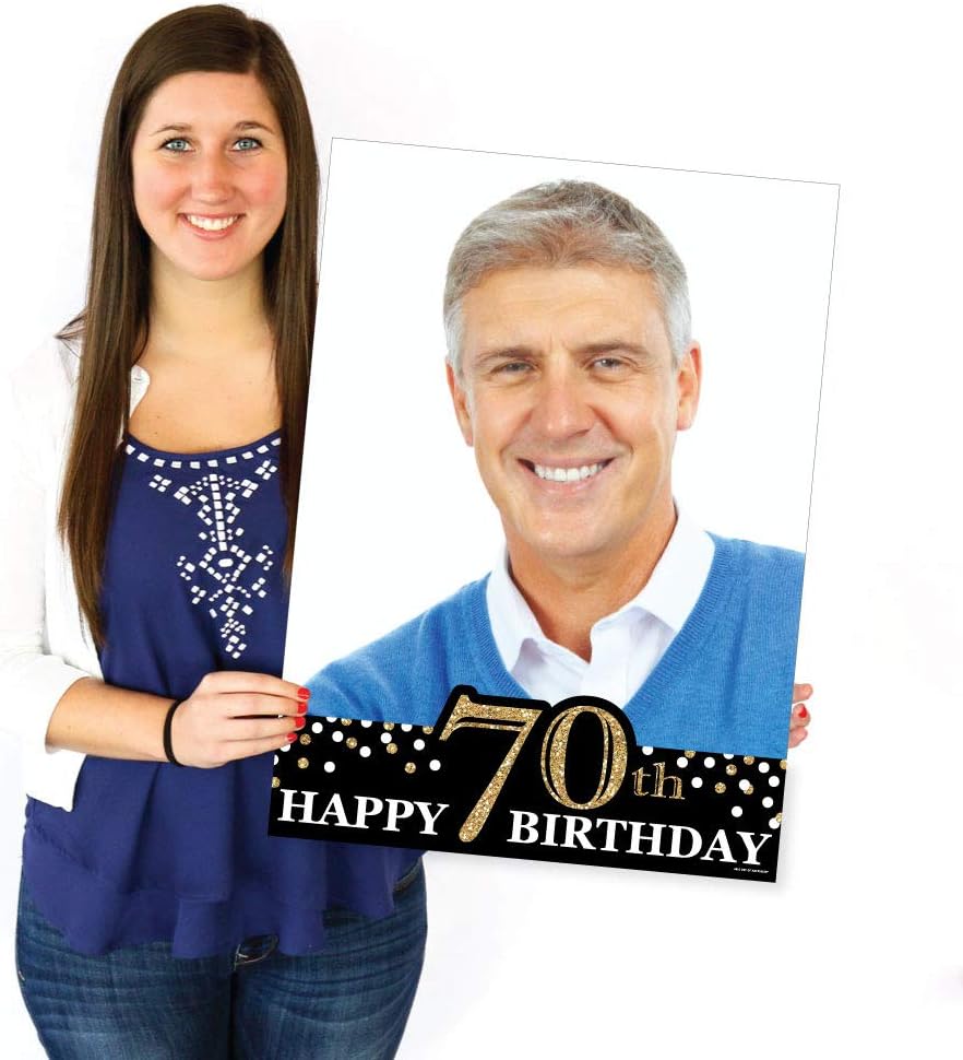 Big Dot of Happiness - Custom Adult 70th Birthday - Gold - Photo Yard Sign - ...