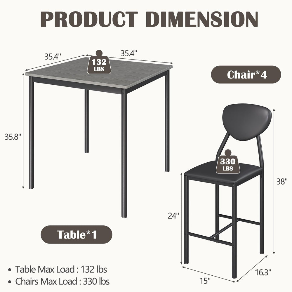 EROMMY Dining Table Set for 4, Modern Kitchen Table and Chairs with PU Leathe...