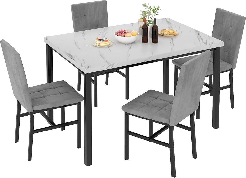 Hooseng Dining Room Table Set 5 Piece Dining Table Set Marble Dining Table 4 ...