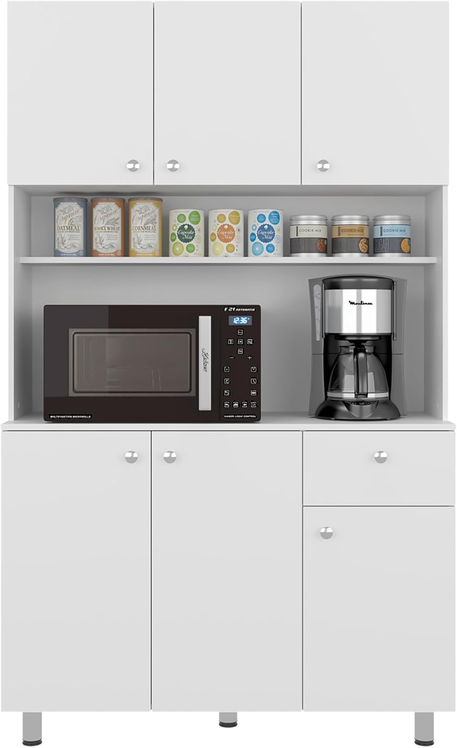 DEPOT E-SHOP 44" Lehr Pantry Cabinet with Ample Storage, Spacious Shelve...