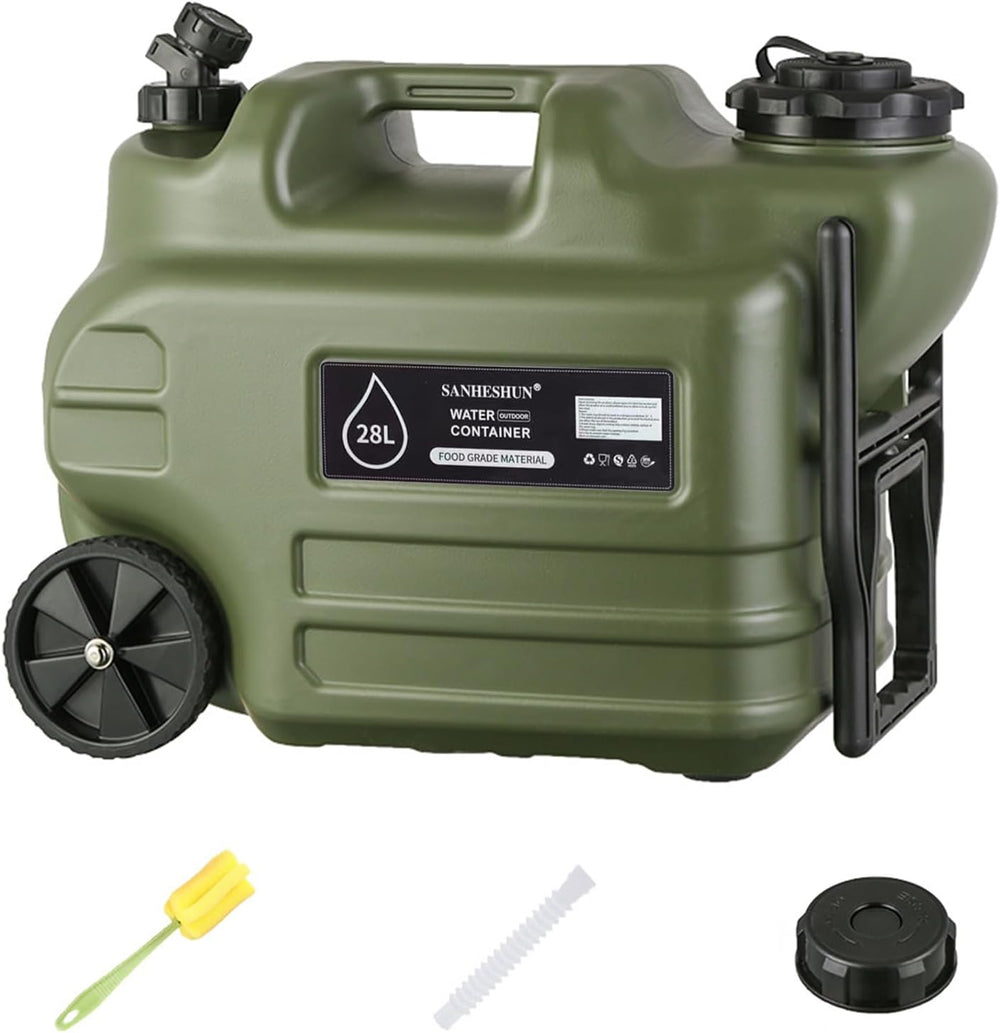 7.4 Gallon Water Jug 28L Camping Water Container with Wheels & Handle