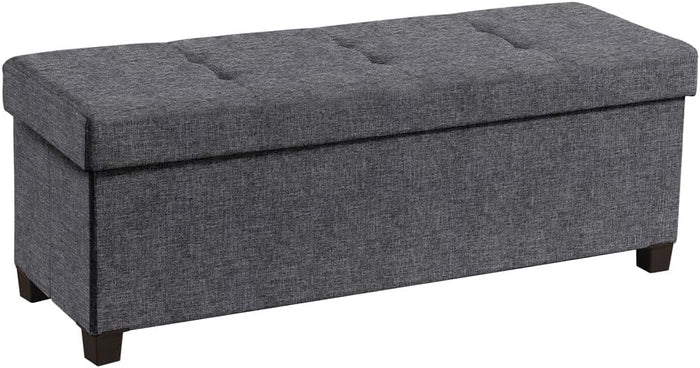 Ornavo Home 43" Large Storage Ottoman Bench with Legs, Dark Gray
