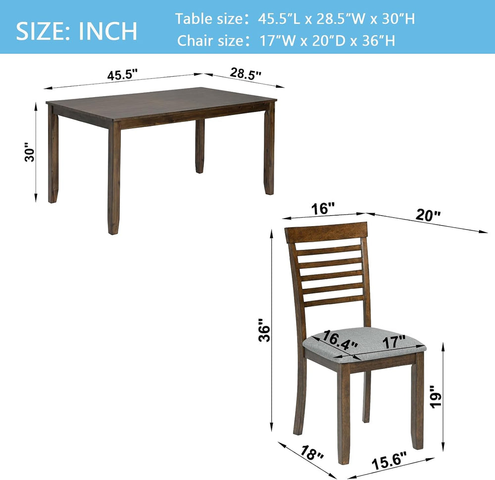 RuiSiSi Farmhouse 5 Piece Dining Table Set, Rectangular Kitchen Table with 4 ...