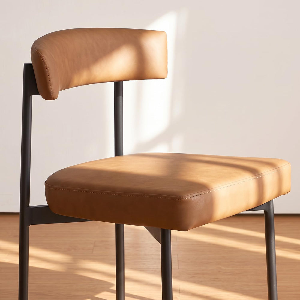 GrandNoor Brown Modern Bar Stools Set of 3, 24 Inch Faux Leather Counter Stoo...