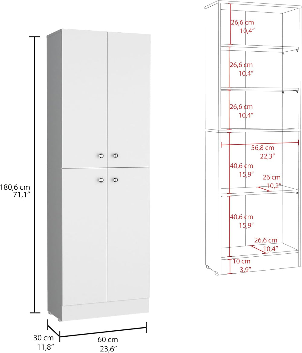 Modern Kitchen Pantry, Storage Cabinet with 4 Doors and 5 Adjustable Shelves,...