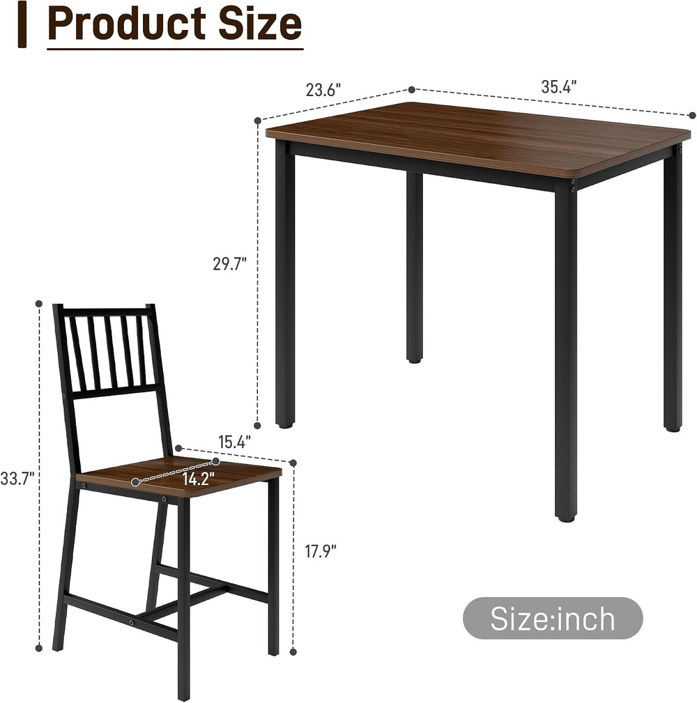 3-Piece Dining Table Set for 2, Space-Saving Kitchen Table Set for Small Spac...