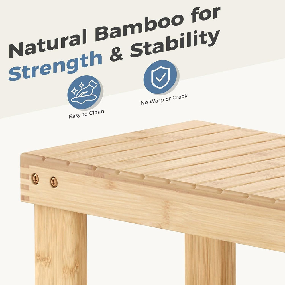 Simple Deluxe Shoe Rack Bench, 3-Tier Bamboo Storage Organizer, 286lb Capacit...