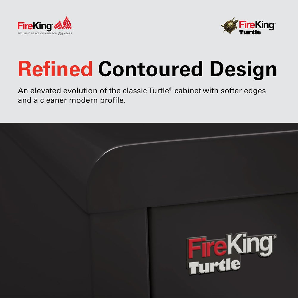 FireKing Turtle Contour 2 Drawer Fire Rated File Cabinet, Black | 1 Hour Fire...