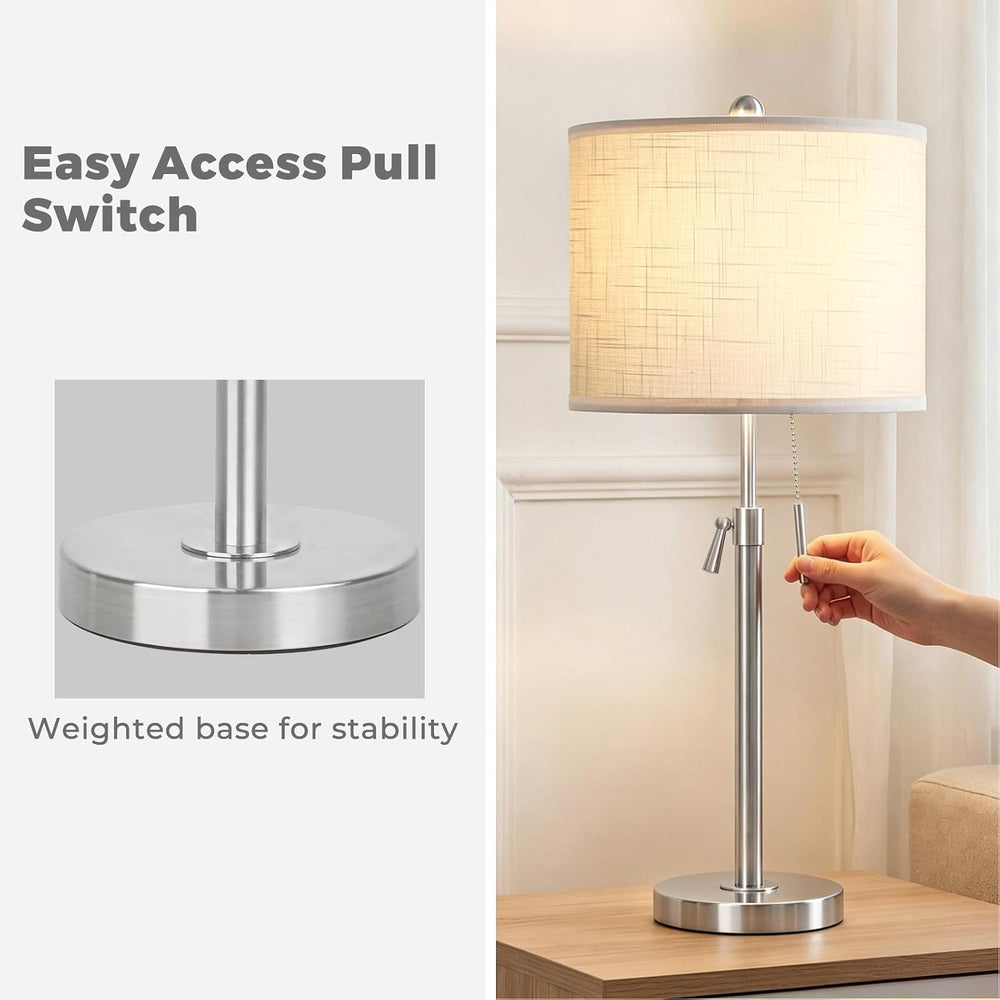 Qingmiao Table Lamps Set of 2, 22" to 30" Adjustable Nightstand Lam...