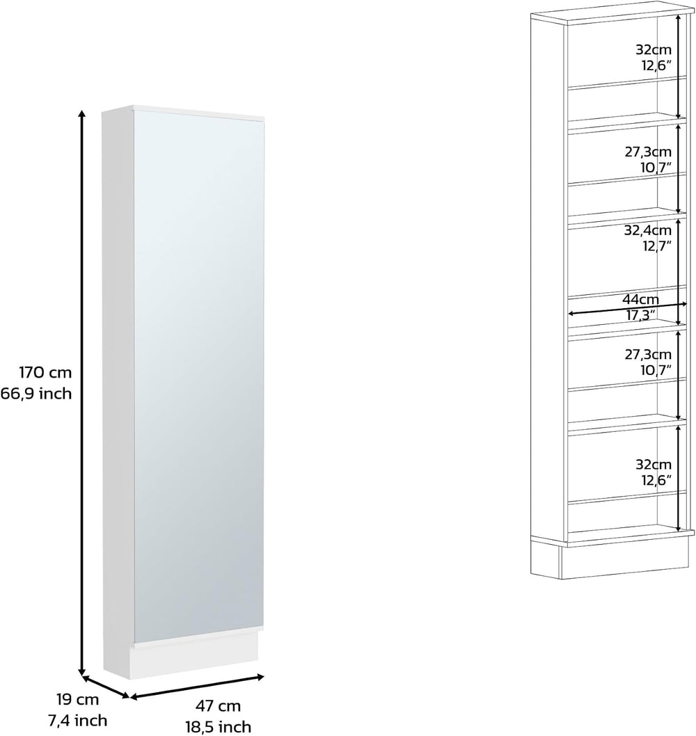 Modern Shoe Rack, Tall Shoe Storage Cabinet with Five Internal Storage Shelve...