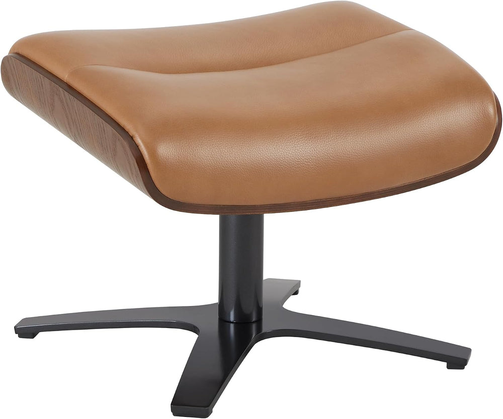 CHITA Genuine Leather Reclining Swivel Accent Chair with Ottoman, Saddle
