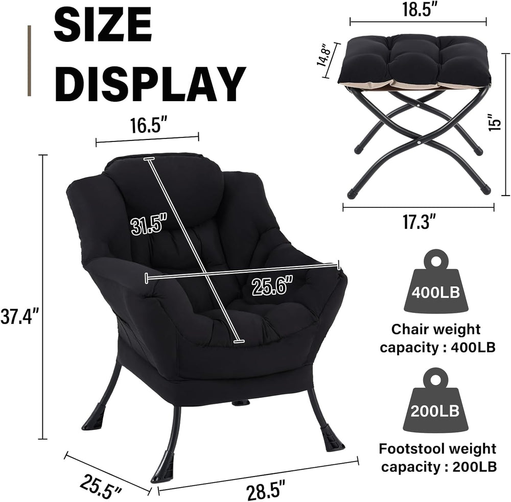 Modern Lazy Chair with Ottoman Lounge Accent Reading Chair for Living Room