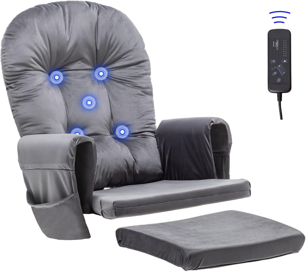 Paddie Dark Grey Massage Glider Rocker Replacement Cushions with Storage Velv...