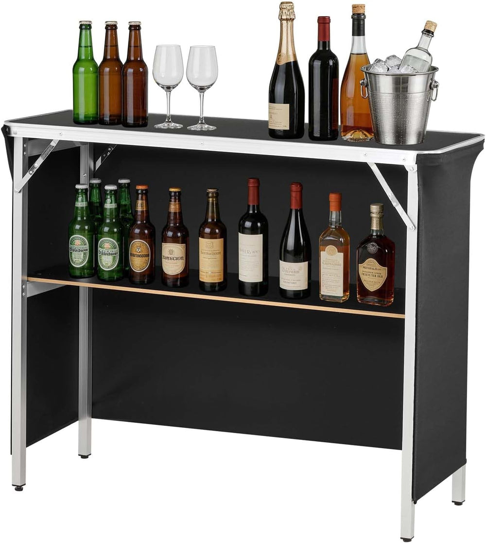 VEVOR Folding Portable Bar Table, 43.3 x 15.4 x 34.6 in, with Carry Bag, Stor...