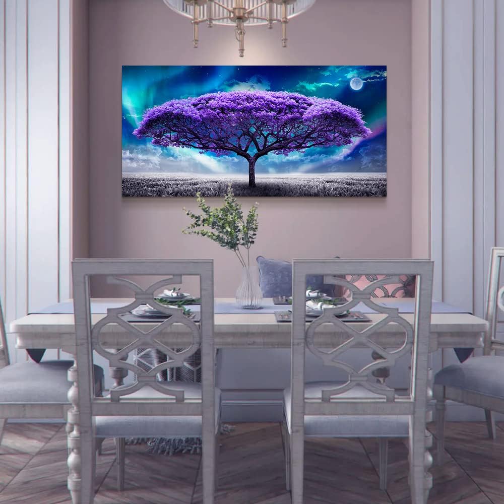 Lapremoly Purple Wall Canvas art For Living Room Bedroom Pictures Wall Decor ...
