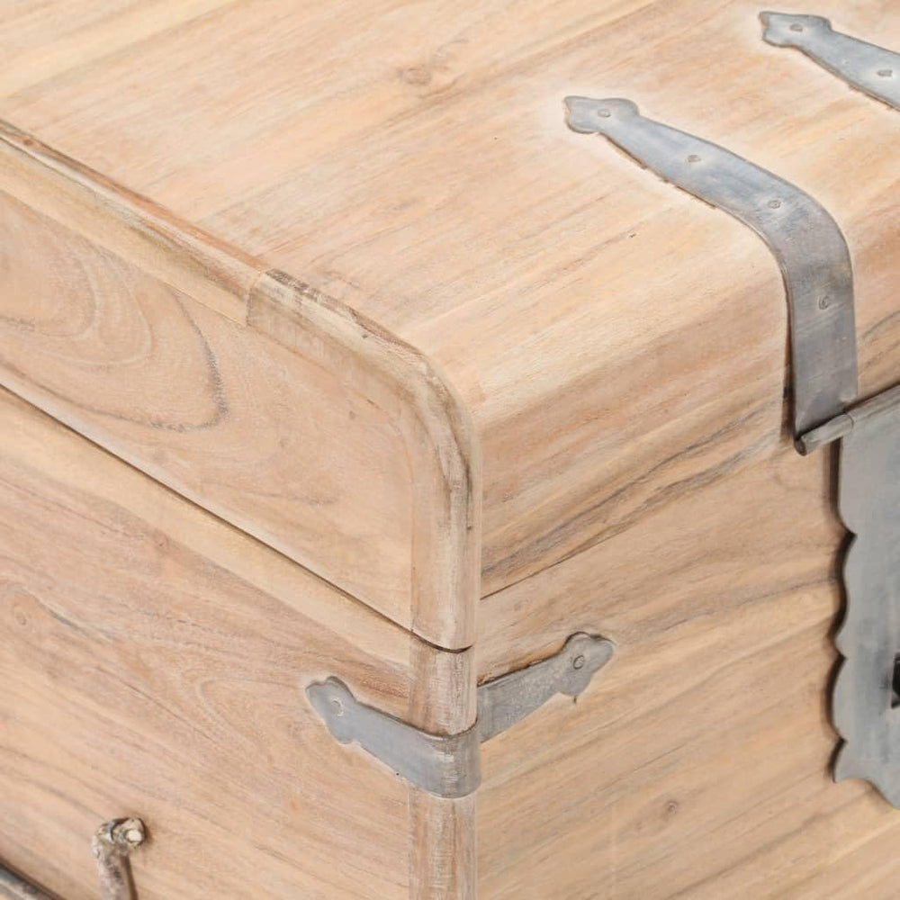 vidaXL White Solid Acacia Wood Chest in White