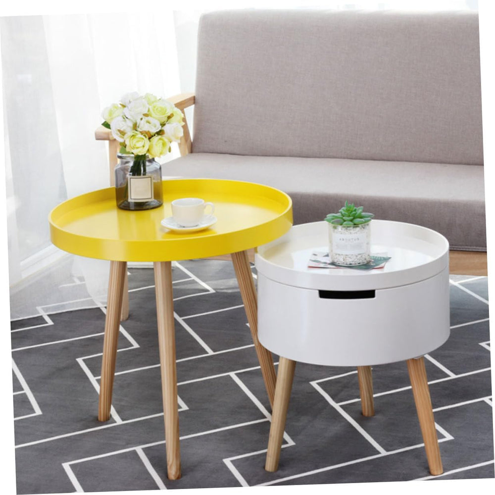 Nordic Style Small Round Coffee Table Creative Mini Sofa Side Table Yellow fo...