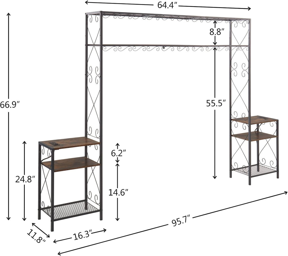 Queen Size Headboard with Charging Station, Outlets, Shelves, and Storage - B...
