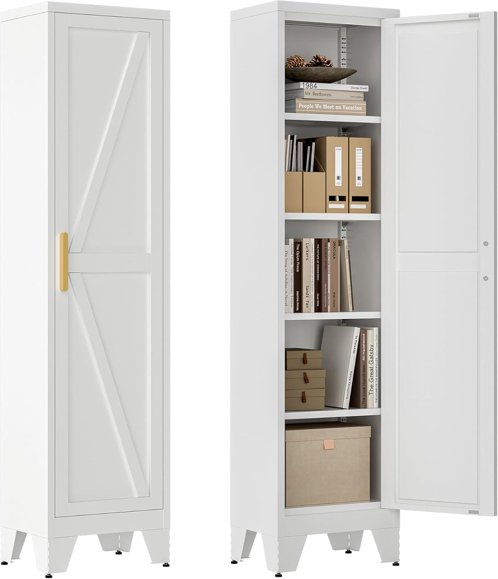 Washsemba 67''Farmhouse Metal Storage Cabinet with Barn Doors,Steel F...