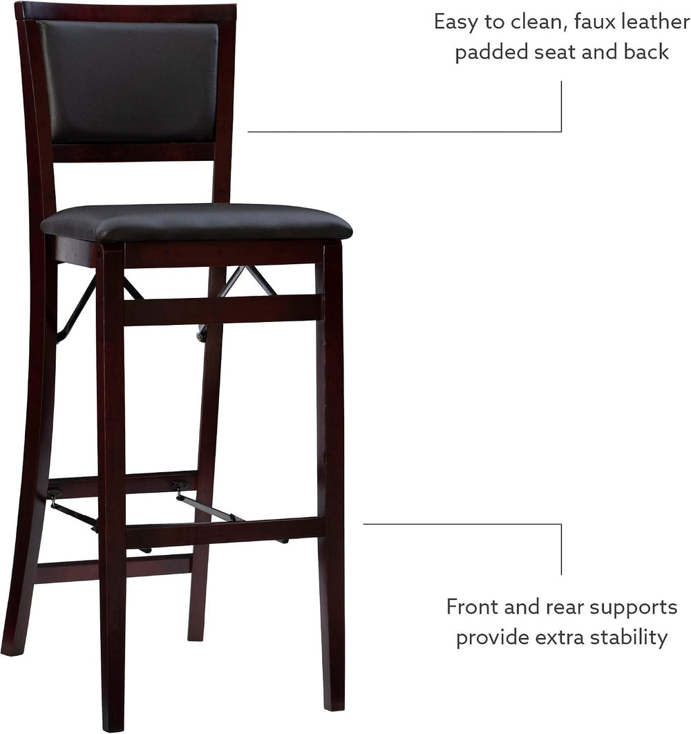 Linon Keira Pad Back Folding Bar Stool