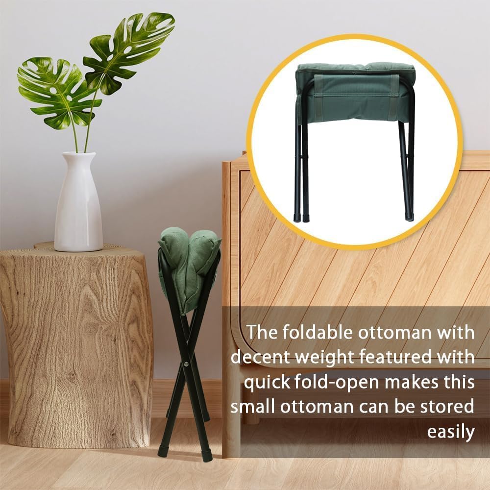 Foldable Ottoman Foot Rest, Foot Stool with Soft Cushion, Compact Lazy Sofa S...