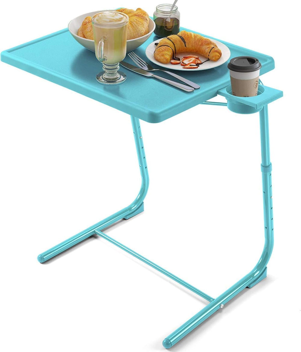 HUANUO Adjustable TV Tray Table with 6 Height & 3 Tilt Adjustments, Azure